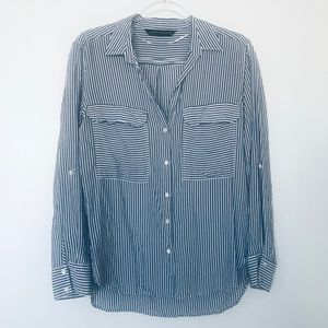 Zara Woman Striped Long Sleeve Button Down